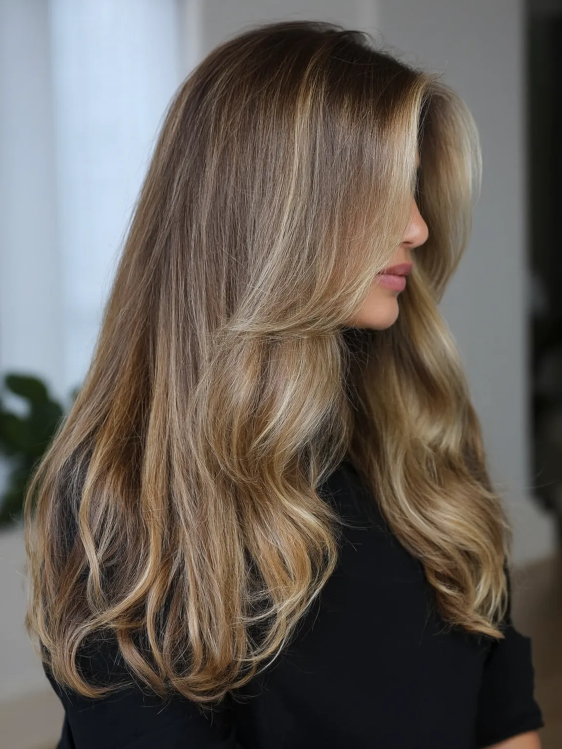 Long Flowing Layers with Honey Blonde Balayage